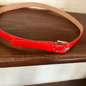 Vintage Lipstick Red Patent Leather 3/4" Skinny Belt 37" long